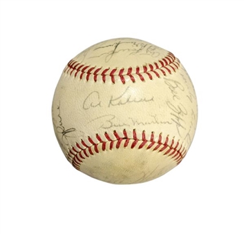 1971 Detroit Tigers Team Signed Baseball With 20 Signatures Including Billy Martin and Al Kaline on Sweet Spot